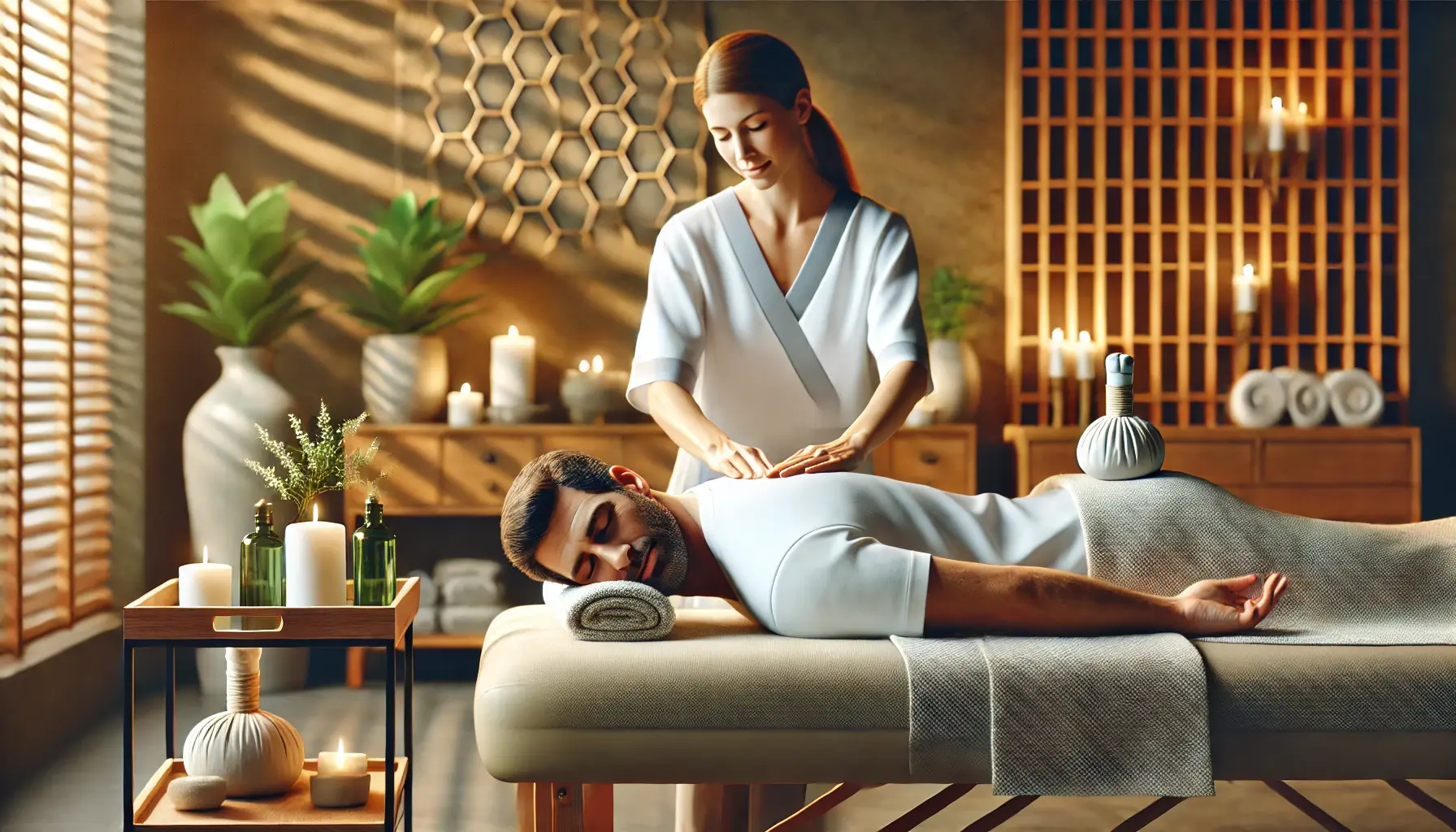 a having message in a spa to faster his muscle recovery