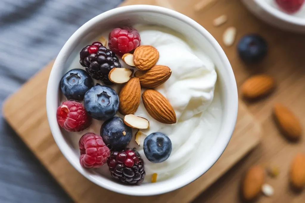 Greek Yogurt with Nuts and Berries a Easy High-Protein Snack